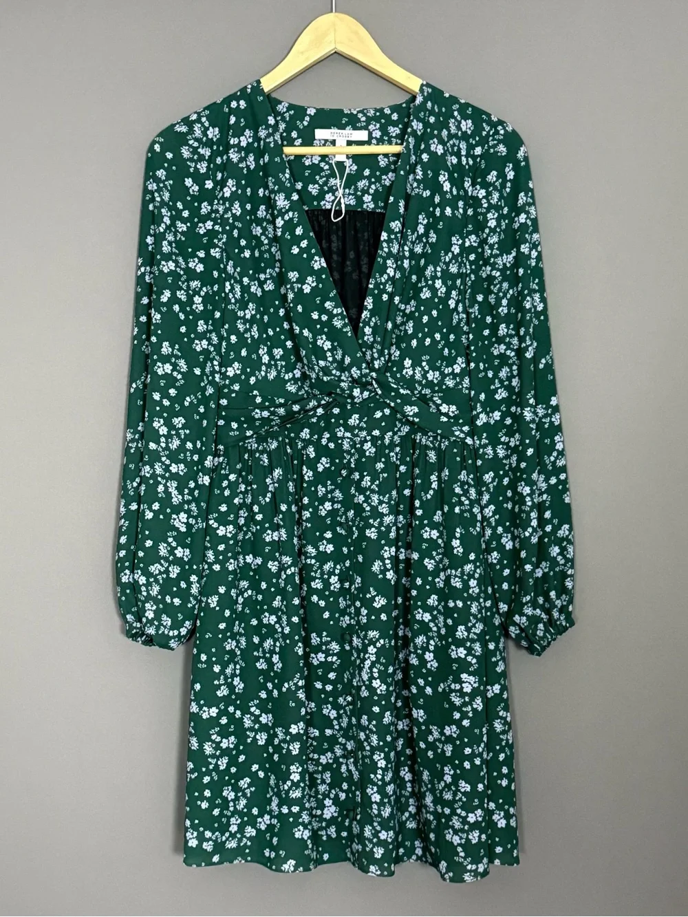 Derek Lam 10 Crosby Green Ditsy Floral Twist Front Short Dress Size 4 - Picture 2 of 10